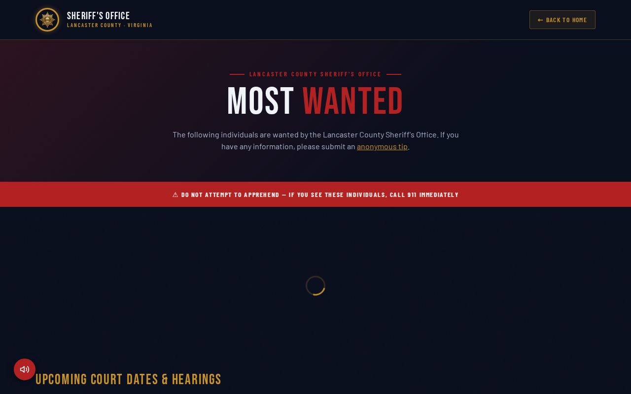 Lancaster County warrant records: official sheriff Most Wanted page header