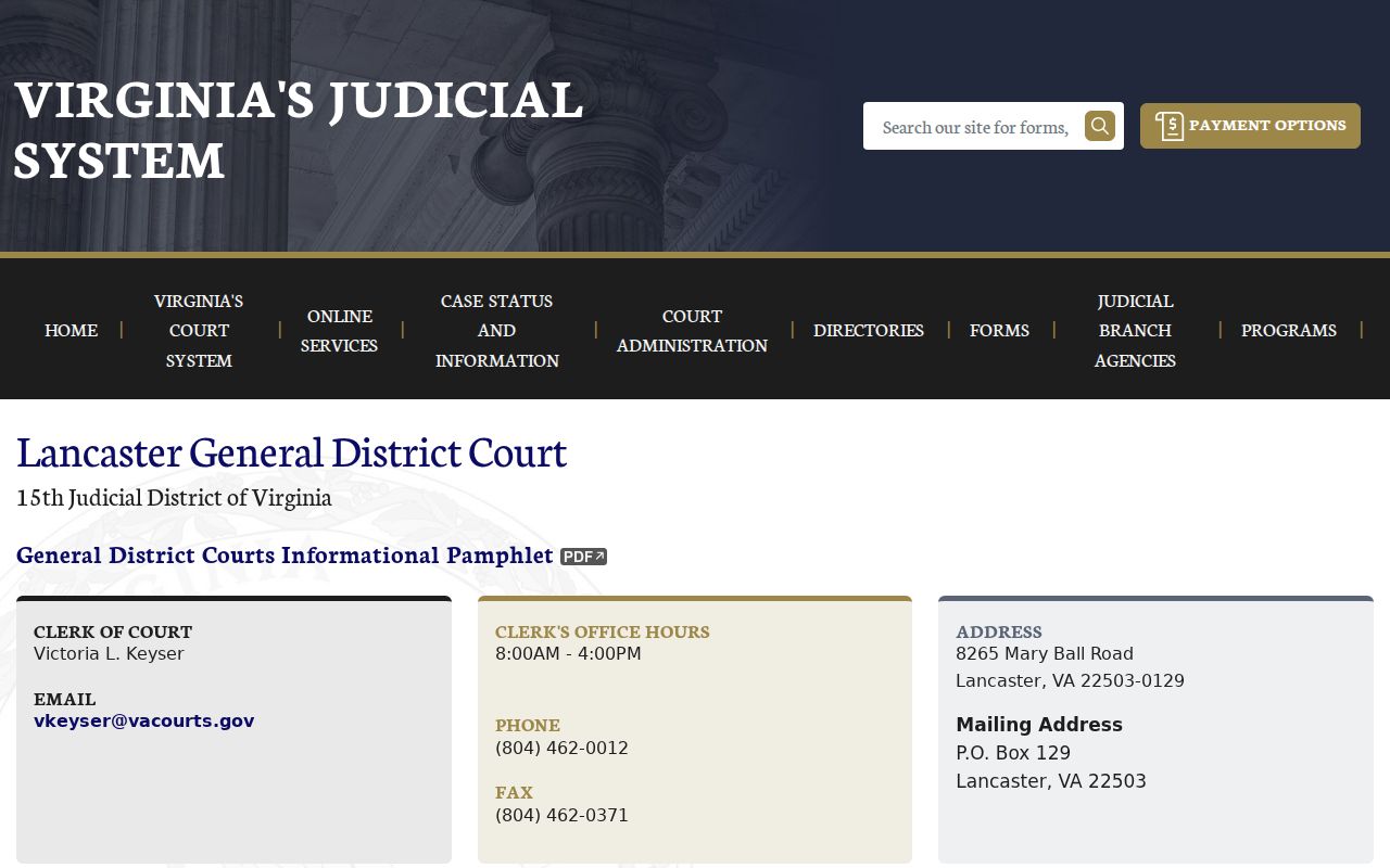 Lancaster County bench warrants: General District Court contact and docket schedule