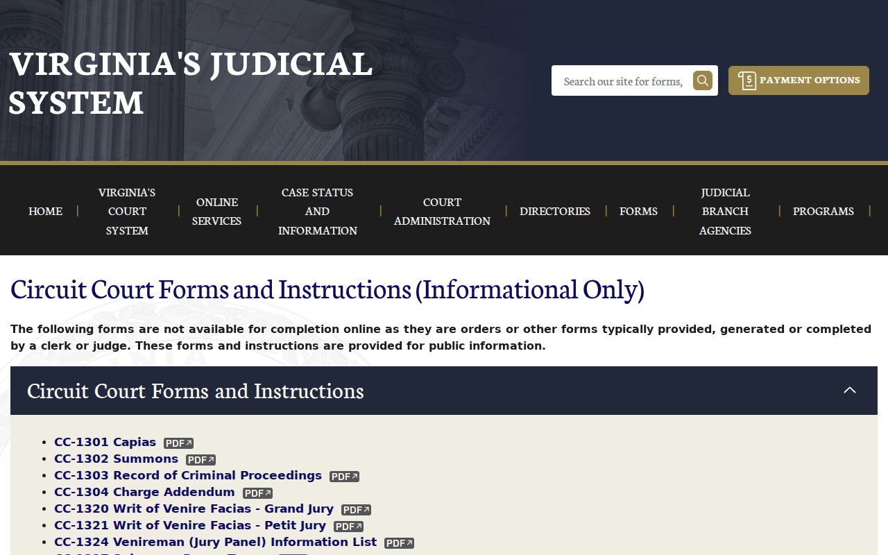 Lancaster County bench warrants: Circuit Court capias and show-cause form index