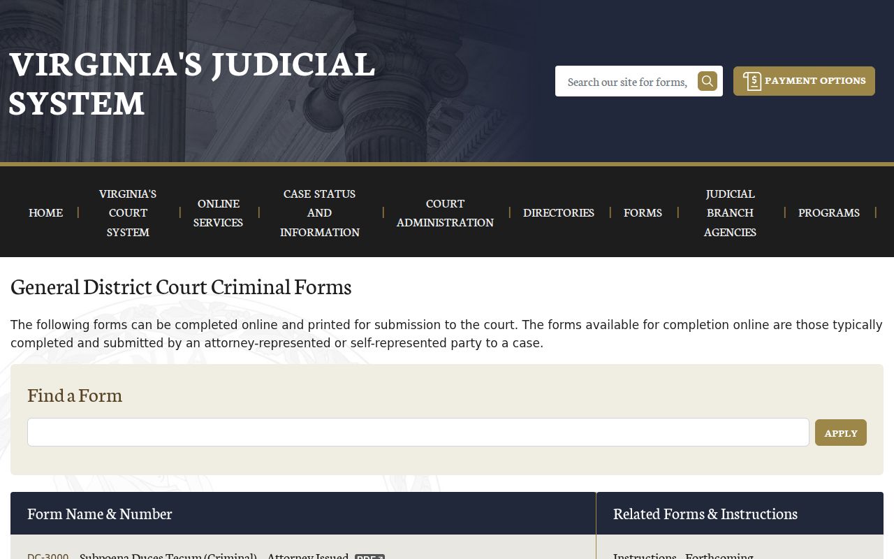 Lancaster County arrest warrants: Virginia district criminal and capias form list